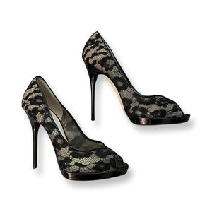 JIMMY CHOO Black Lace Heels, size 37.5